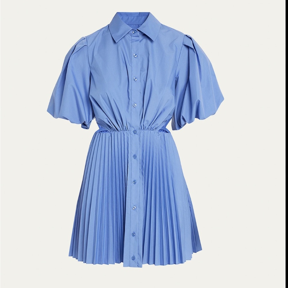 Jonathan Simkhai Nadine Pleated Puff Sleeve Mini Dress